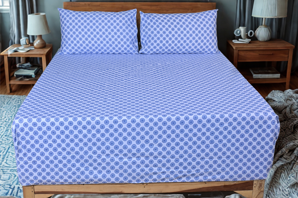 Indi Pure Cotton Fitted Bed Sheet + Pillowcase Set