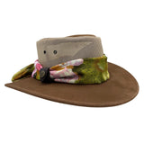 Jacaru 1022 Shady Lady Womens Suede Leather Breeze Hat - Mesh Crown & Chiffon Scarf (Made in Australia)