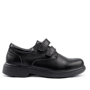 Sfida Class Junior Kids Leather V Strap School Shoes - Black (Boys/Girls) - BLACK
