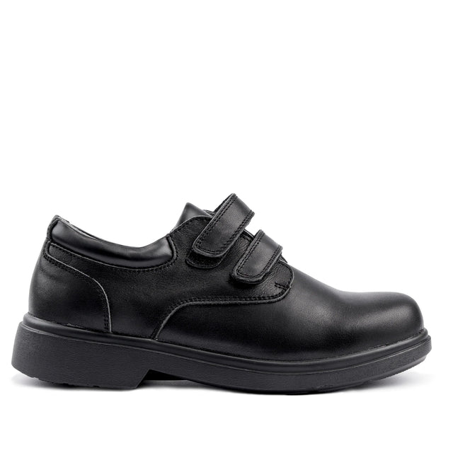 Sfida Class Junior Kids Leather V Strap School Shoes - Black (Boys/Girls) - BLACK