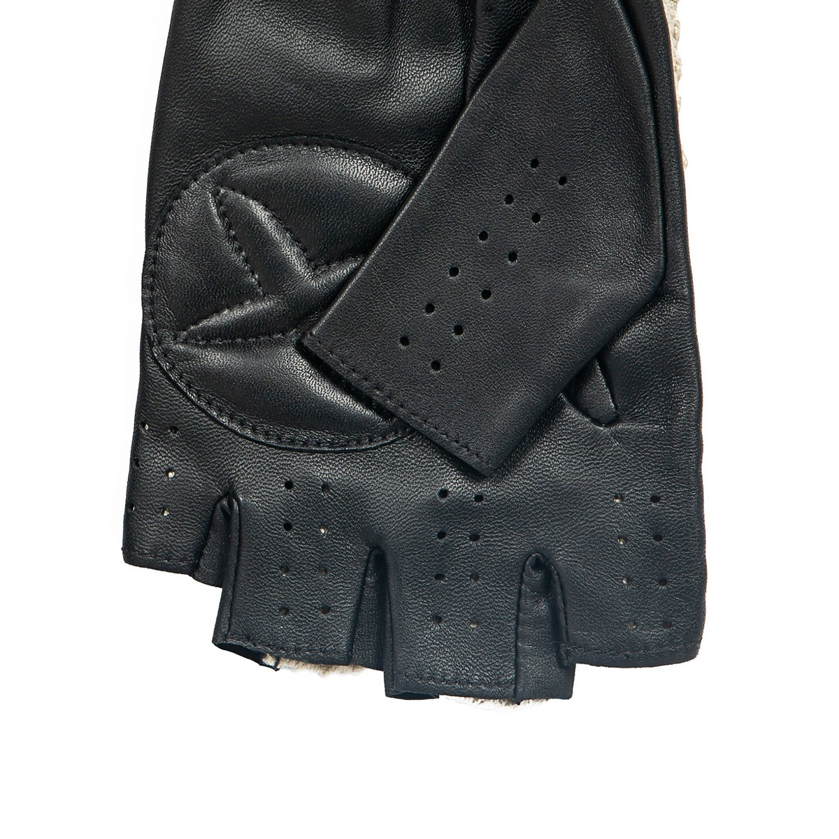 Dents Mens Suited Racer x Crochet Back Fingerless Driving Gloves - Black
