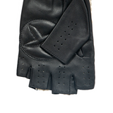 Dents Mens Suited Racer x Crochet Back Fingerless Driving Gloves - Black