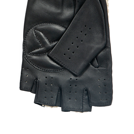 Dents Mens Suited Racer x Crochet Back Fingerless Driving Gloves - Black