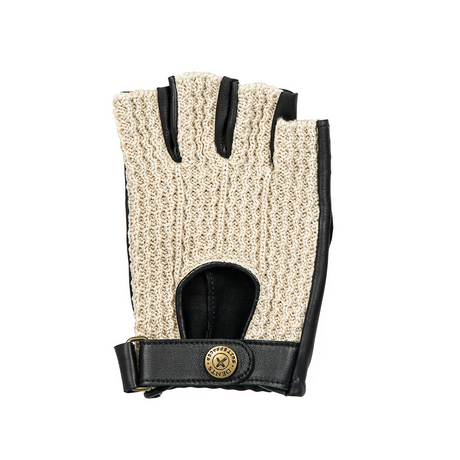 Dents Mens Suited Racer x Crochet Back Fingerless Driving Gloves - Black