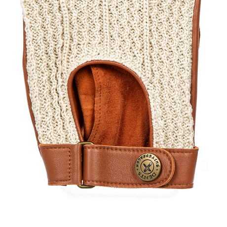 Dents Mens Suited Racer x Crochet Back Fingerless Driving Gloves - Tan