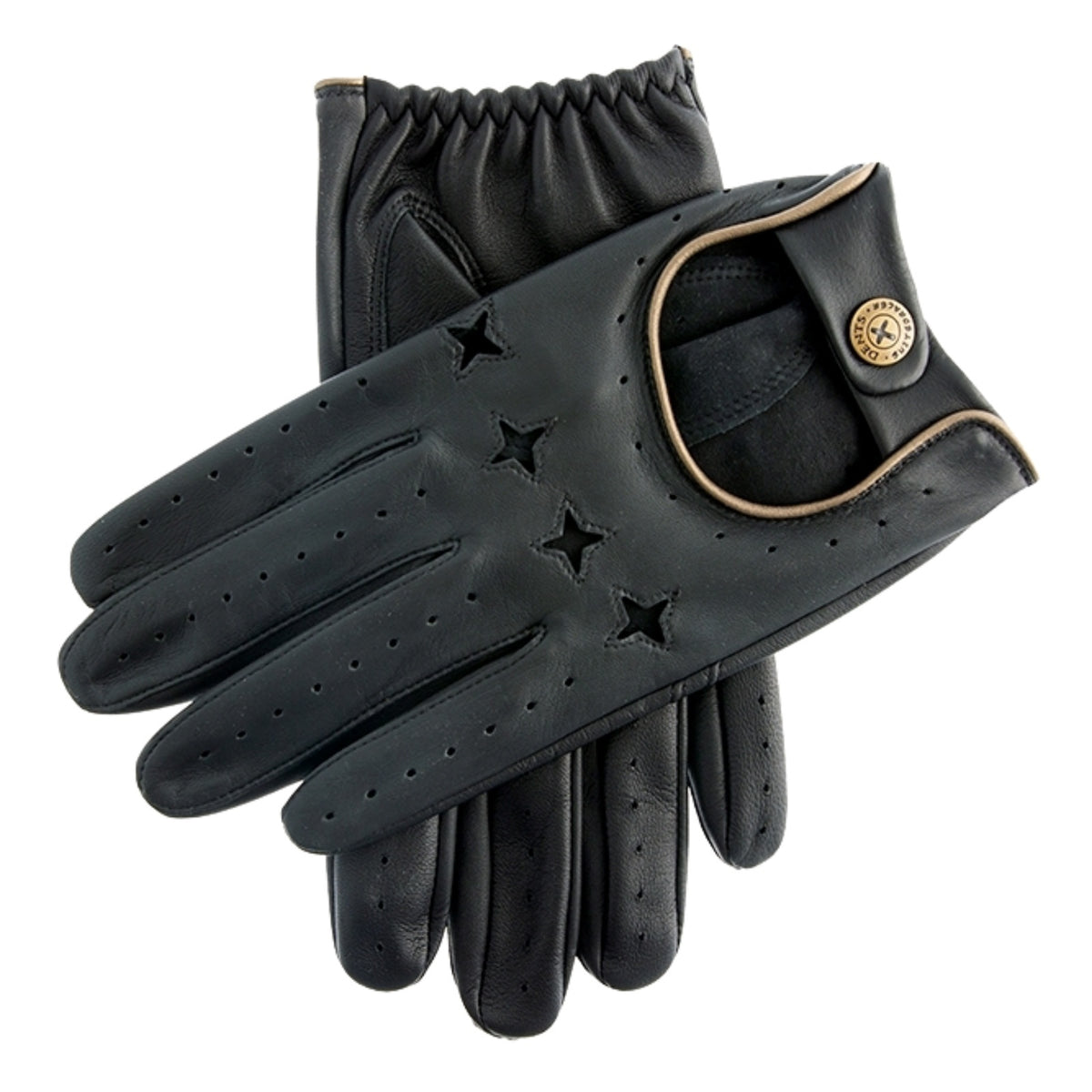 The Suited Racer x Dents Touchscreen Leather Driving Gloves Limited Edition - Black/Gold