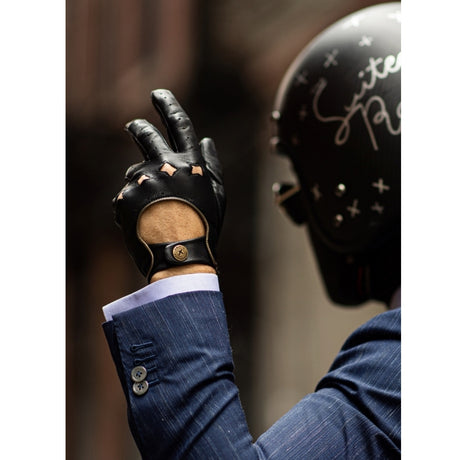 The Suited Racer x Dents Touchscreen Leather Driving Gloves Limited Edition - Black/Gold