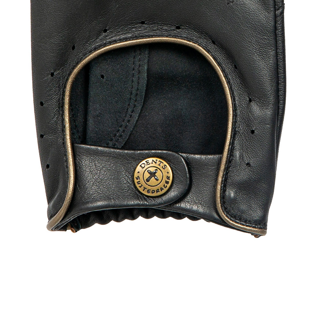 The Suited Racer x Dents Touchscreen Leather Driving Gloves Limited Edition - Black/Gold