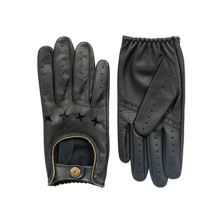 The Suited Racer x Dents Touchscreen Leather Driving Gloves Limited Edition - Black/Gold