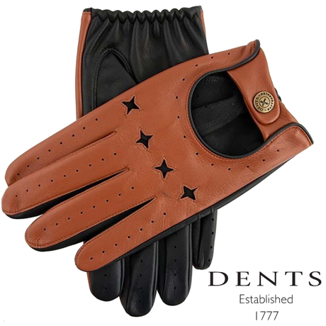 The Suited Racer x Dents Touchscreen Leather Driving Gloves Limited Edition - Tan/Black