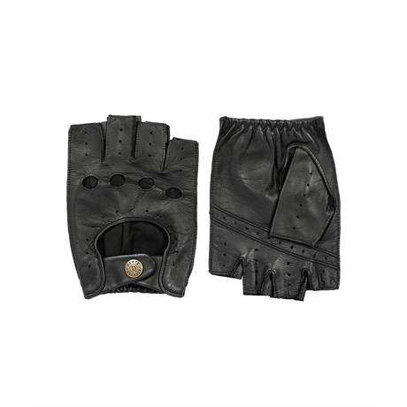 Dents Snetterton Mens Fingerless Leather Driving Gloves - Black