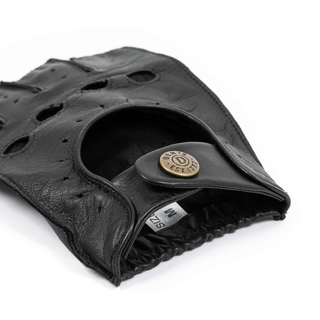 Dents Snetterton Mens Fingerless Leather Driving Gloves - Black