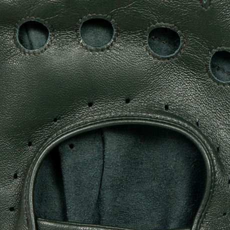 Dents Mens Fingerless Leather Driving Gloves in British Racing Green