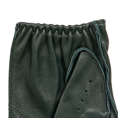 Dents Mens Fingerless Leather Driving Gloves in British Racing Green