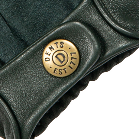 Dents Mens Fingerless Leather Driving Gloves in British Racing Green