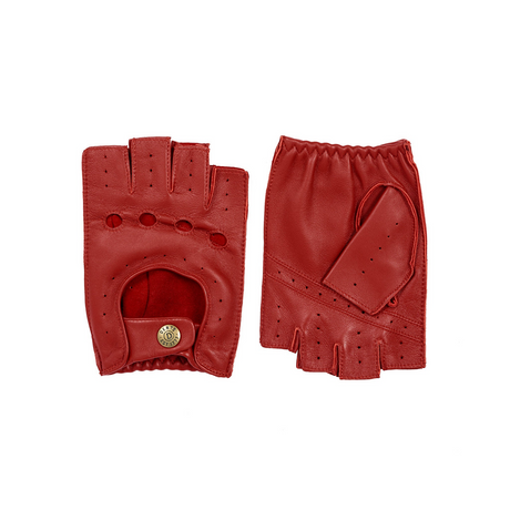 Dents Snetterton Mens Fingerless Leather Driving Gloves - Berry