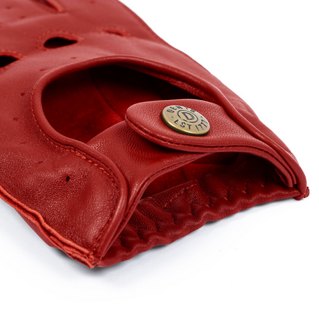 Dents Snetterton Mens Fingerless Leather Driving Gloves - Berry