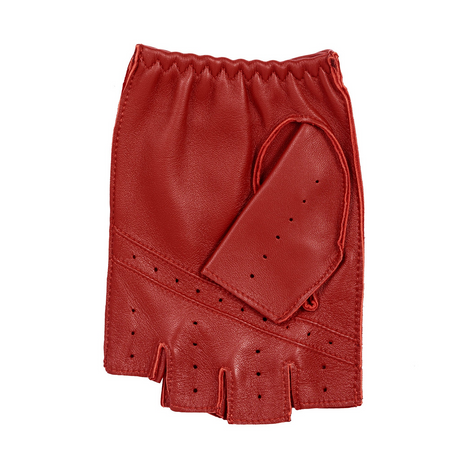 Dents Snetterton Mens Fingerless Leather Driving Gloves - Berry