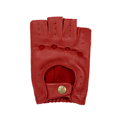 Dents Snetterton Mens Fingerless Leather Driving Gloves - Berry