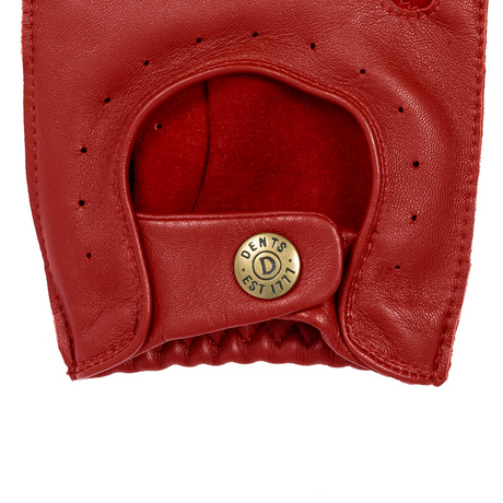 Dents Snetterton Mens Fingerless Leather Driving Gloves - Berry