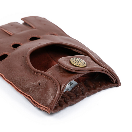 Dents Snetterton Mens Fingerless Leather Driving Gloves - English Tan
