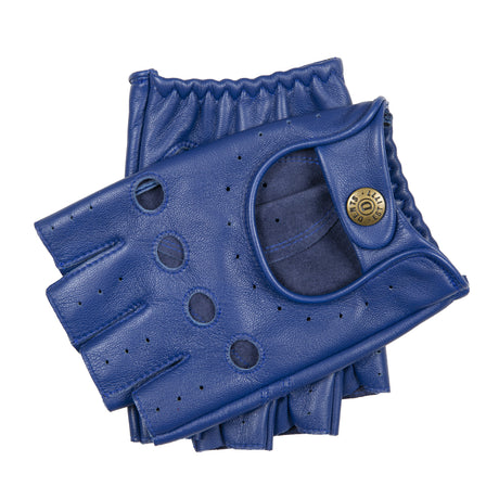 Dents Snetterton Mens Fingerless Leather Driving Gloves in Royal Blue