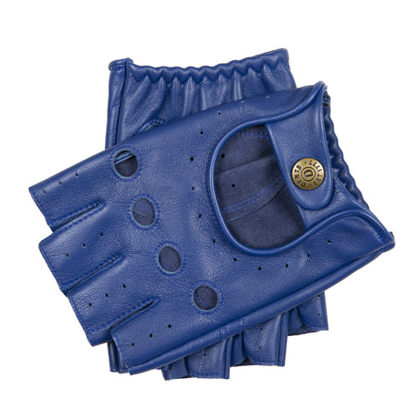 Dents Snetterton Mens Fingerless Leather Driving Gloves in Royal Blue