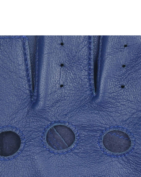 Dents Snetterton Mens Fingerless Leather Driving Gloves in Royal Blue