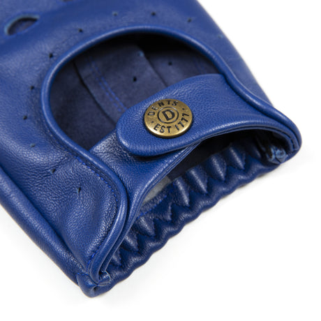 Dents Snetterton Mens Fingerless Leather Driving Gloves in Royal Blue