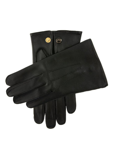 Dents Mens Classic Sandhurst Unlined Leather Gloves With 3-Point Stitch Detail Palm Vent & Dents Press Stud Fastening - English Tan