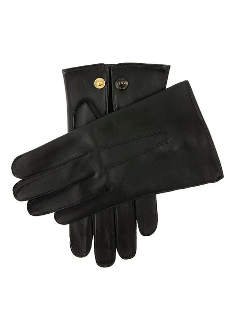 Dents Mens Classic Sandhurst Unlined Leather Gloves With 3-Point Stitch Detail Palm Vent & Dents Press Stud Fastening - English Tan