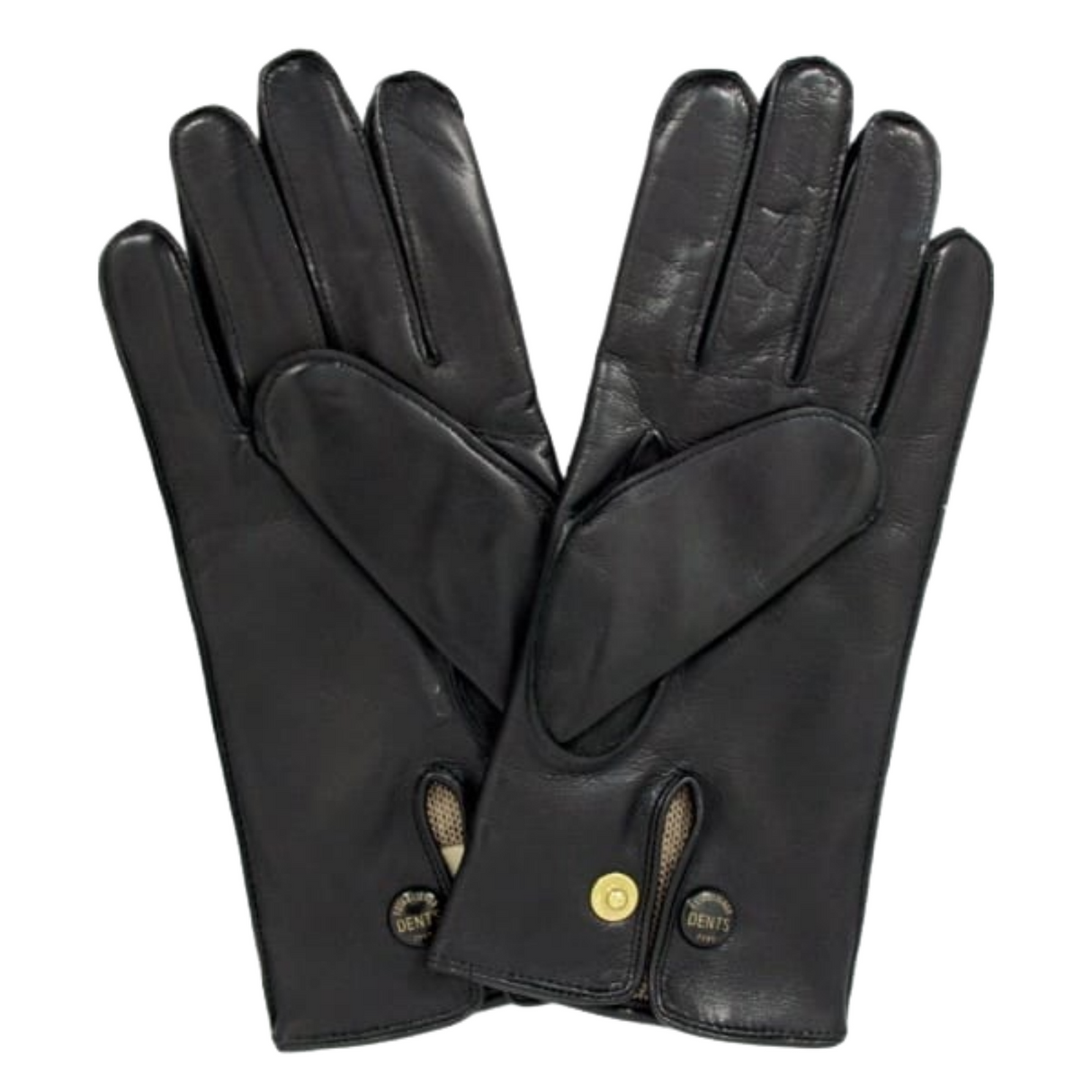 Dents Officers Mens Classic Leather Gloves w 100% Wool Lining Winter Warm - Black