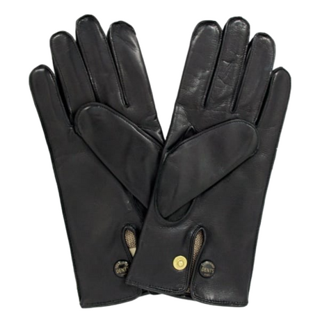 Dents Officers Mens Classic Leather Gloves w 100% Wool Lining Winter Warm - Black