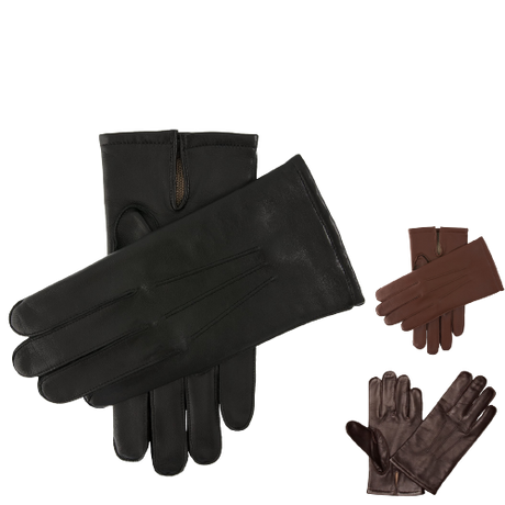 Dents Mens Leather Gloves with Palm Vent & 3-Point Stitch Detail - Black