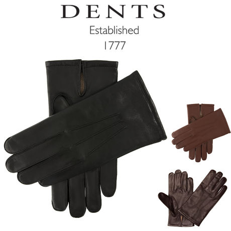 Dents Mens Leather Gloves with Palm Vent & 3-Point Stitch Detail - Black