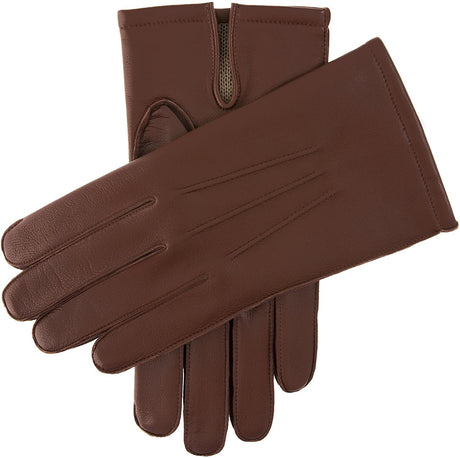 Dents Mens Leather Gloves with Palm Vent & 3-Point Stitch Detail - Black