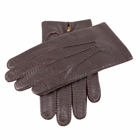 DENTS Mens Kent Perforated Leather Gloves With 3-Point Stitch Detail & Palm Vent - English Tan