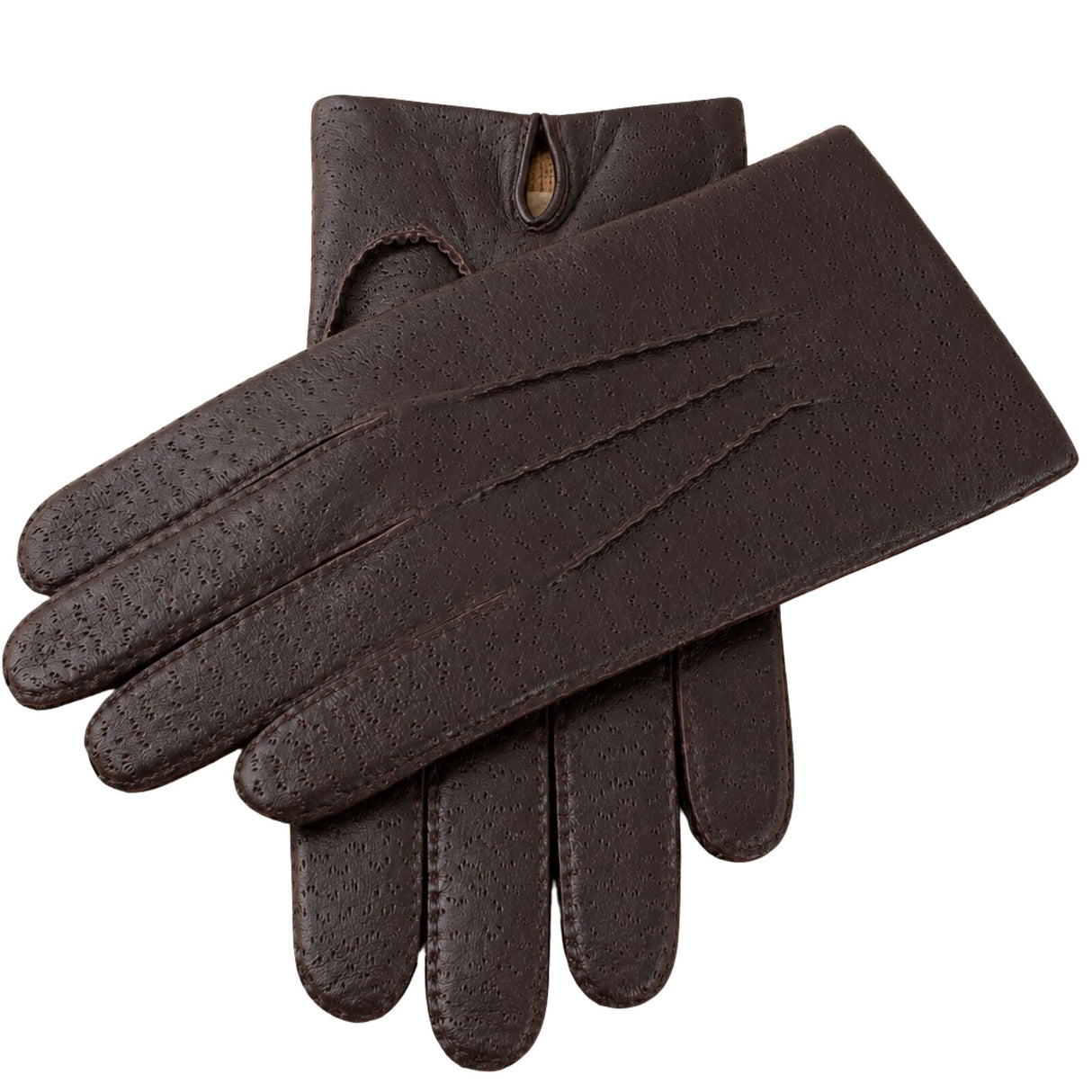 Dents Mens Kent Perforated Leather Gloves - Brown (3-Point Stitch & Palm Vent)