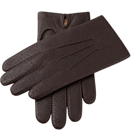 Dents Mens Kent Perforated Leather Gloves - Brown (3-Point Stitch & Palm Vent)