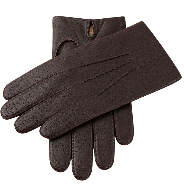 Dents Mens Kent Perforated Leather Gloves - Brown (3-Point Stitch & Palm Vent)
