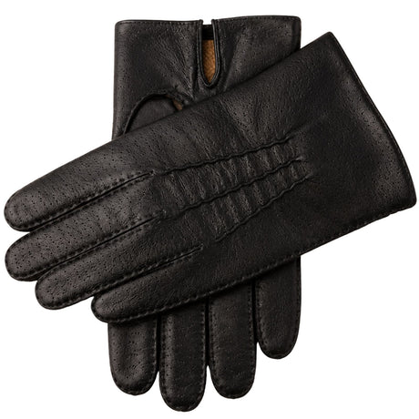 Dents Mens Kent Perforated Leather Gloves - Black (3-Point Stitch & Palm Vent)