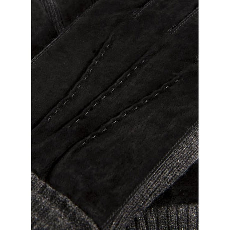 Dents Mens Pigsuede Winter Gloves with Acrylic Knit Cuff - Black/Charcoal (Fleece Lined)