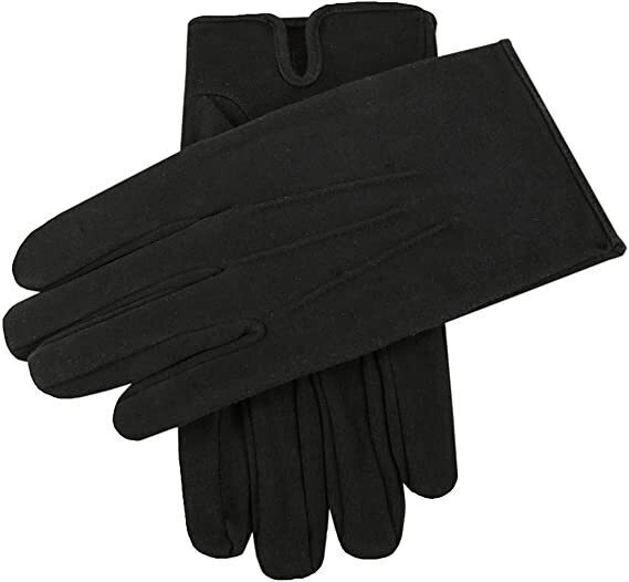 Dents Mens Cotton Dress Gloves With Palm Vent And 3-Point Stitch Detail in Black