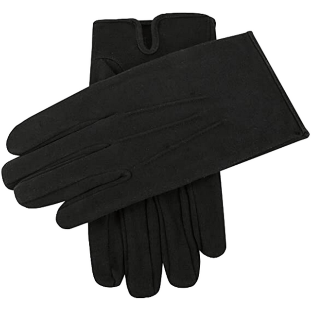 Dents Mens Cotton Dress Gloves With Palm Vent And 3-Point Stitch Detail in Black