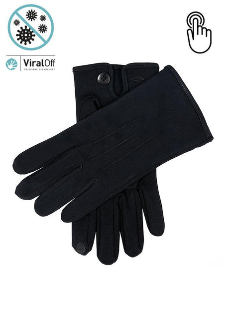 Dents Mens ViralOff Touchscreen Cotton Gloves - Black (Anti Viral)