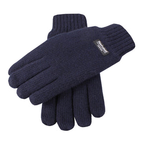 Dents Mens Wool Knit Gloves - Navy (3M Thinsulate Lined Elasticated Rib Cuff)