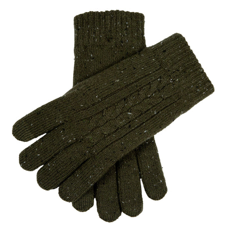Dents Men’s Touchscreen Cable Knit Gloves with Marl Yarn - Olive