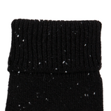 Dents Mens Fingerless Wool Blend Knitted Gloves w/ Marl Yarn in Black