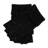 Dents Mens Fingerless Wool Blend Knitted Gloves w/ Marl Yarn in Black