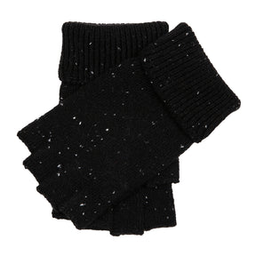 Dents Mens Fingerless Wool Blend Knitted Gloves w/ Marl Yarn in Black